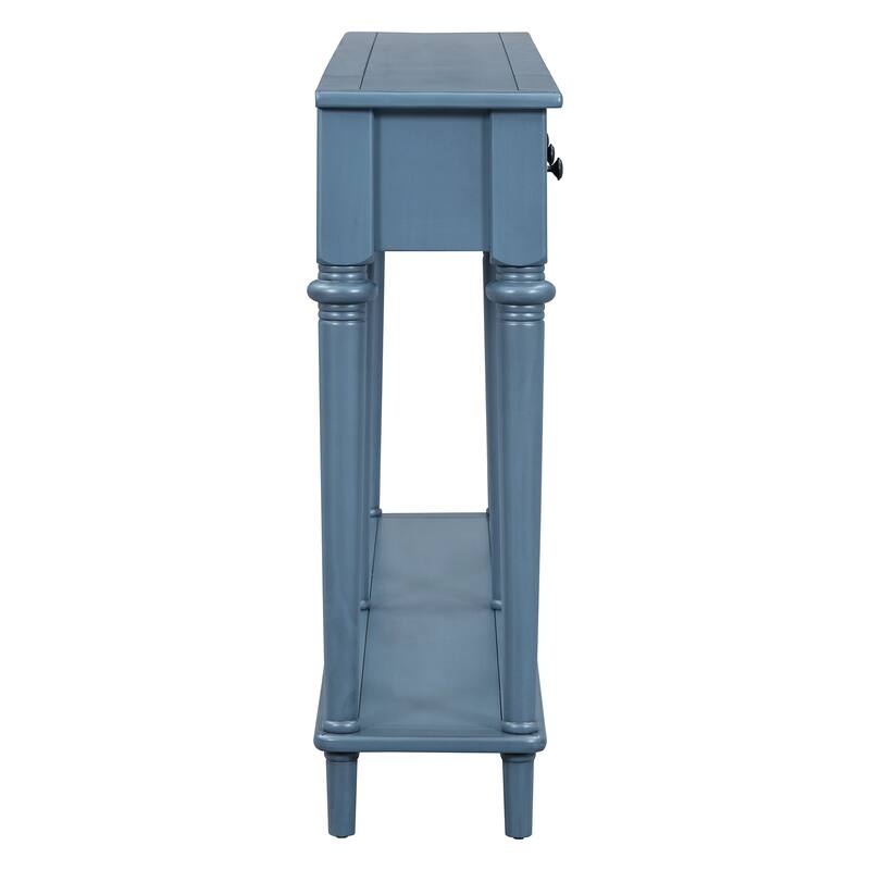 Retro Console Table with 4 Drawers and Open Shelf, perfect for Entryways, Living Rooms, and Hallways