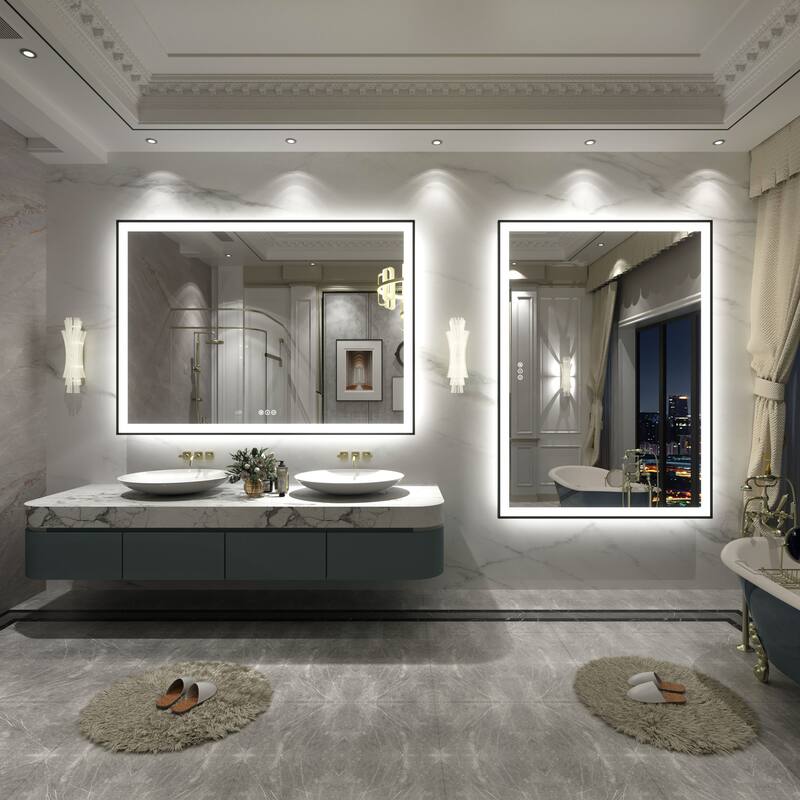 Front & Back LED Anti-Fog Tempered Glass Framed Bathroom/Vanity Mirror 3-Year Warranty