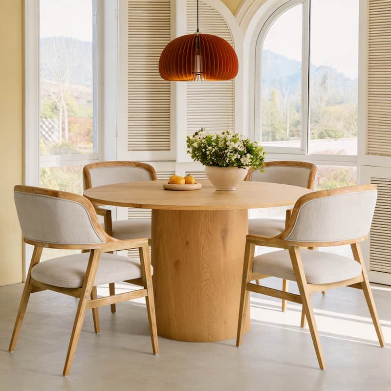 Christopher Knight Home - Harlowe Mid-Century Modern Upholstered Dining Chairs Set of 2 with Solid Ruberwood Legs - Set of 4 - Beige,Natural
