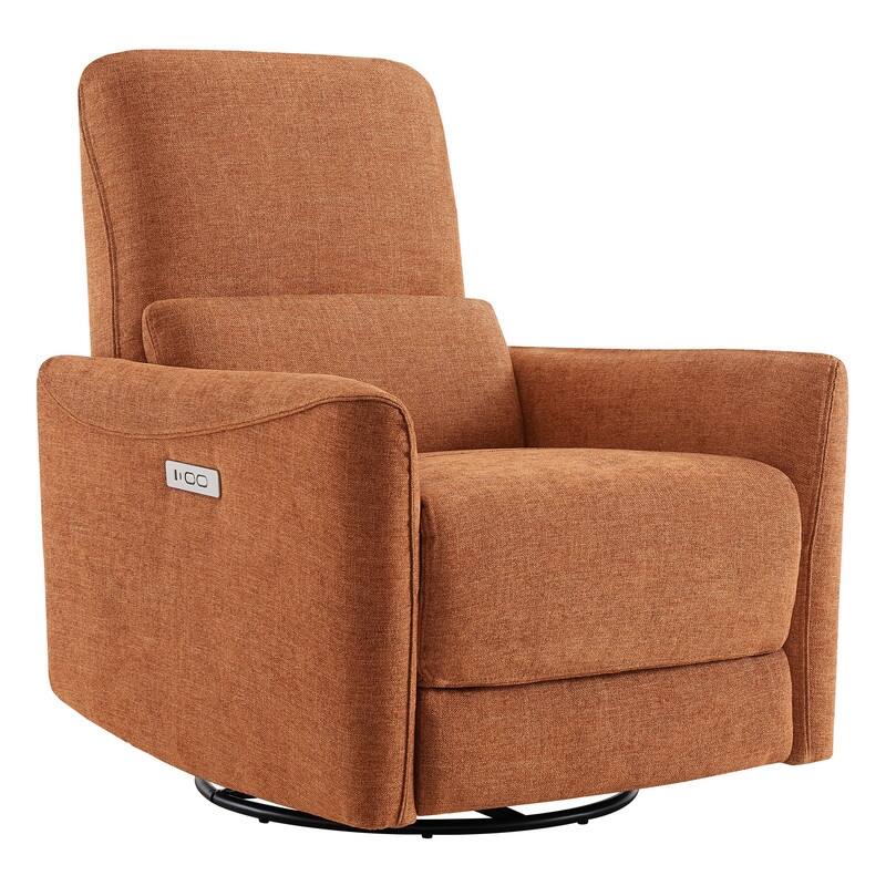 Spruce & Spring Asher Power Swivel Glider Recliner - Terracotta-Fabric-Single