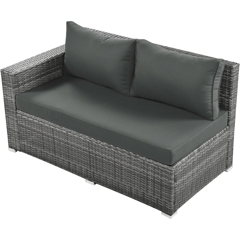 6-Piece All-Weather Outdoor PE Rattan Sofa Set - Patio Wicker Sectional with Storage Box, Removable Covers & Table