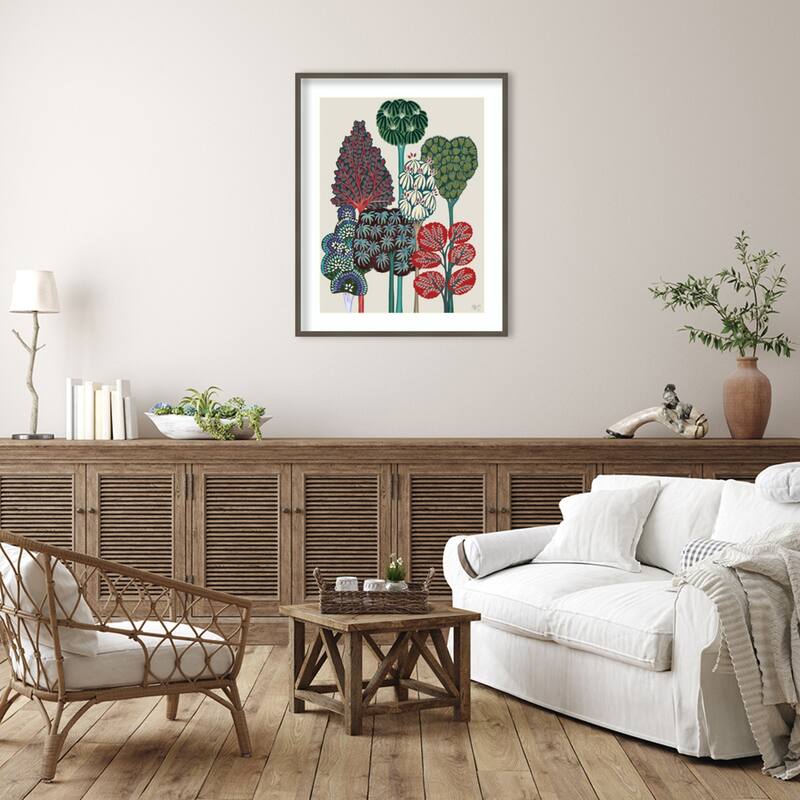 Serene Forest No. 2 by Fab Funky Wood Framed Wall Art Print - Svelte Clay Grey