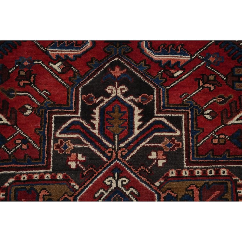 Hand Knotted Oriental 100% Wool Carpet Traditional Medallion Red Heriz Area Rug - 9' 5'' X 7' 4''