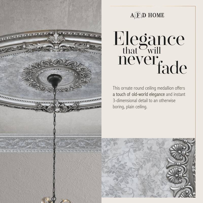 Antique Silver Petite Oval Ceiling Medallion