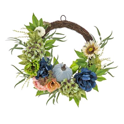 National Tree Company 2 ft. Floral Decorated Harvest Wreath - 2 ft