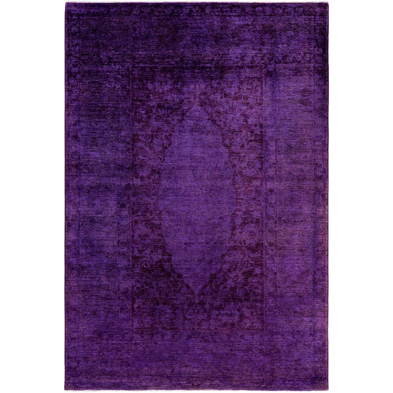 Overdyed One-of-a-Kind Hand-Knotted Area Rug - Purple - 6' 1" x 9' 1"