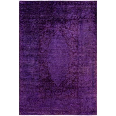 Overdyed One-of-a-Kind Hand-Knotted Area Rug - Purple - 6' 1" x 9' 1"