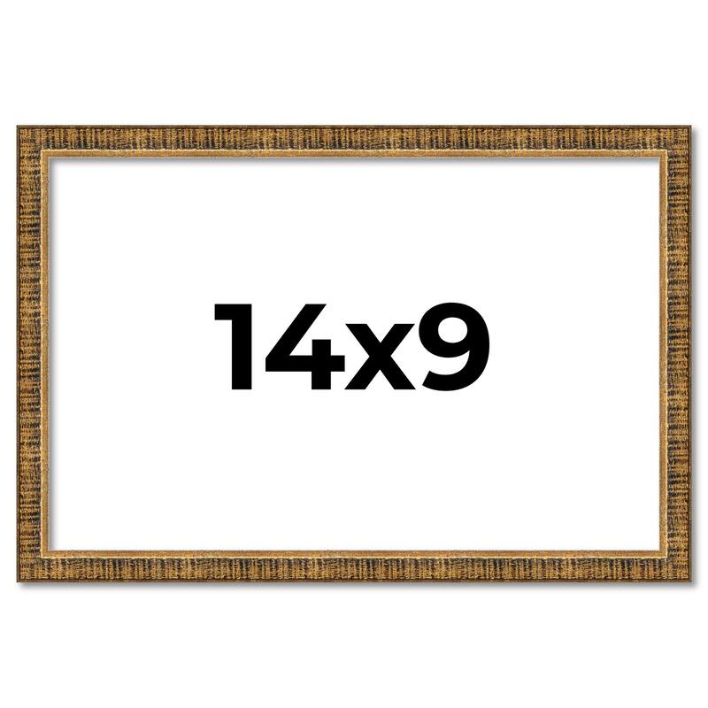 14x9 Frame Black Real Wood Picture Frame Kingsley Gold Distressed Photo Frame with UV Acrylic Foam Board Backing &