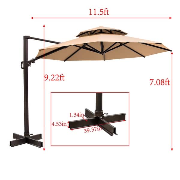 Deluxe Outdoor Round Double Top Patio Offset Cantilever Umbrella, Base