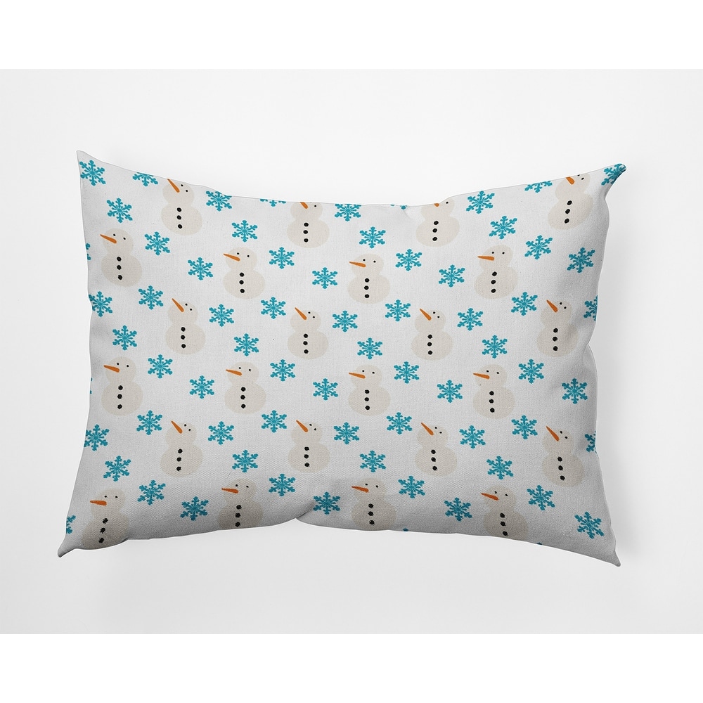Snow Men In Snowstorm Winter Indoor/Outdoor Throw Pillow