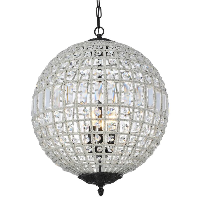 Elegant Lighting 1205D18/RC Olivia 3 Light 18" Wide Crystal Pendant - Dark Bronze