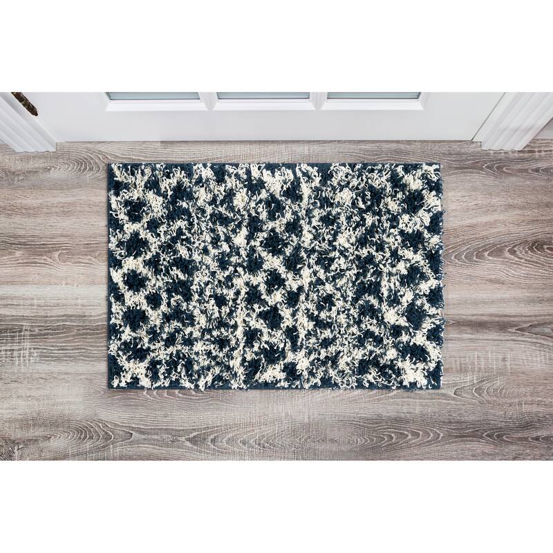 World Rug Gallery Trellis Geometric Plush Shag Area Rug