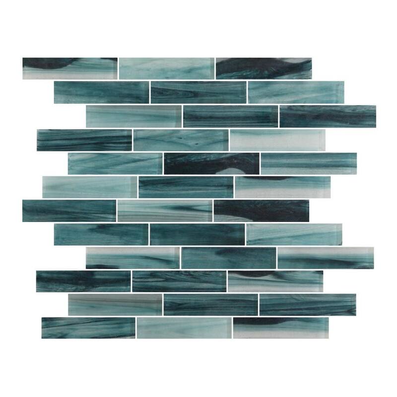 Island Antigua 12x12 Polished Glass Brick Mosaic Tile - Wall, Backsplash - 1 Sheet (1 Sq. ft.) - Antigua