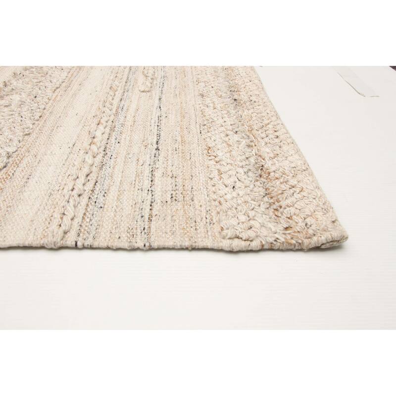 ECARPETGALLERY Braid weave Sienna Beige Wool Rug - 5'2 x 7'8