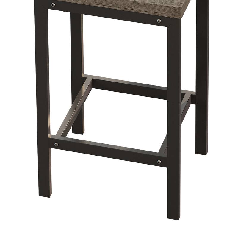 Sofa Side Table and Chair Set, Brown Gray Backless Dining Chairs with Metal Legs, Sturdy Dining Table Workbench with Metal Frame
