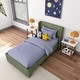 preview thumbnail 12 of 20, Max and Lily Twin-Size Upholstered Bed with Rectangular Headboard Green