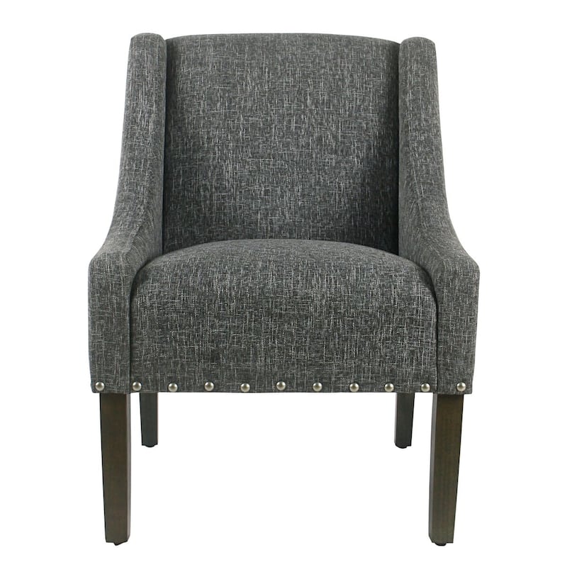 HomePop Modern Swoop Slate Grey Accent Chair with Nailhead Trim - Grey