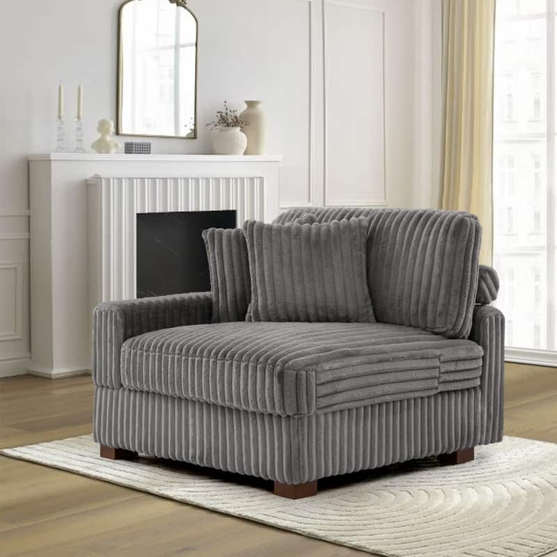 Cotton Flannel Armchair Sofa Corner Chairs for Living Room - Light Gray - Armchair Left