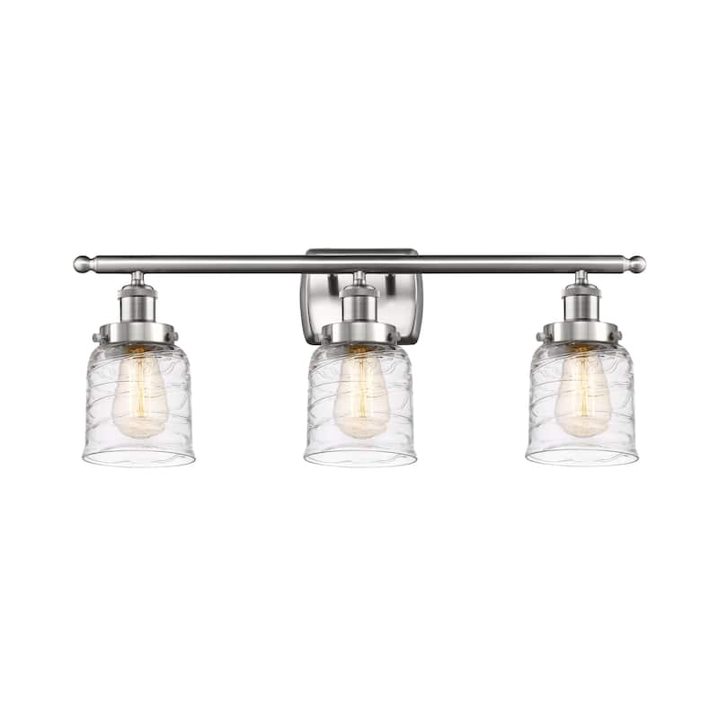 Innovations Lighting 916-3W-12-26 Bell Vanity Bell 3 Light 26" Wide - Brushed Satin Nickel / Deco Swirl