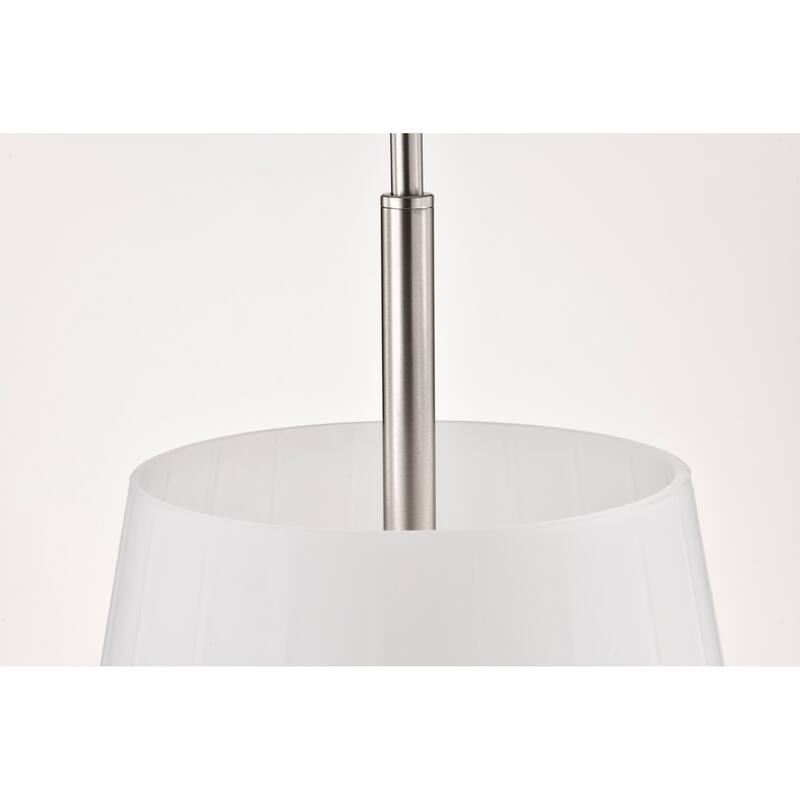 Lune 3 Light Pendant Brushed Nickel Finish Etched White Glass - Brushed Nickel