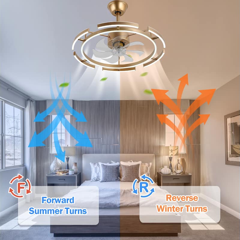 Oaks Aura DeClue 24in. 6 DIY-Shape Smart Ceiling Fan with Light,Cyberpunk Futuristic 6-Speed Quiet Ceiling Fan w/ Remote