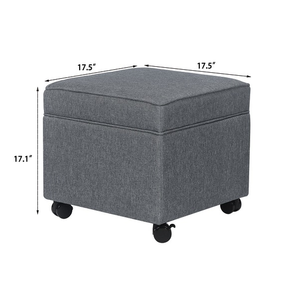 dimension image slide 8 of 14, Adeco Square Storage Ottoman 17 inch Footstool