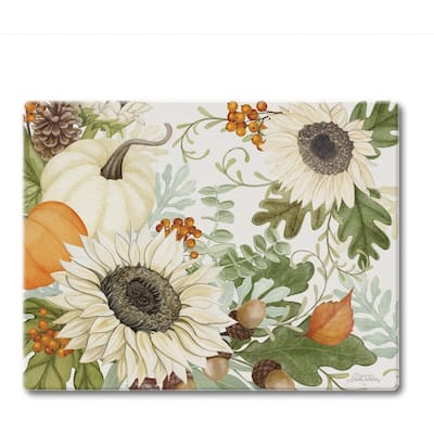 Farmhouse Fall Decorative 3mm Heat Tolerant Tempered Glass Cutting Board 10" x 8" Manufactured in the USA Dishwasher Safe