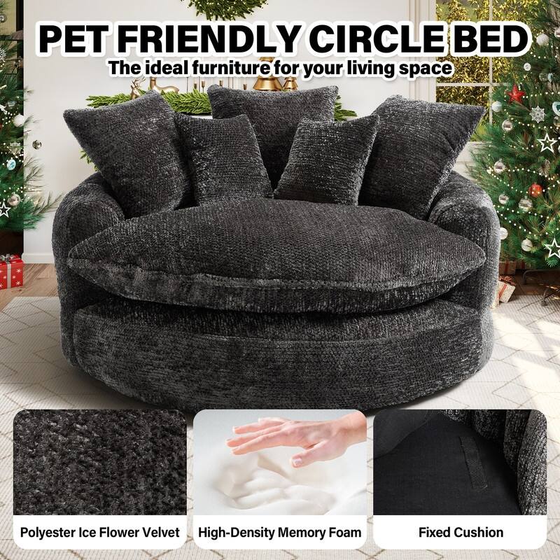 Rossetta Oversized Round Polyester Foam Chair with Pillows