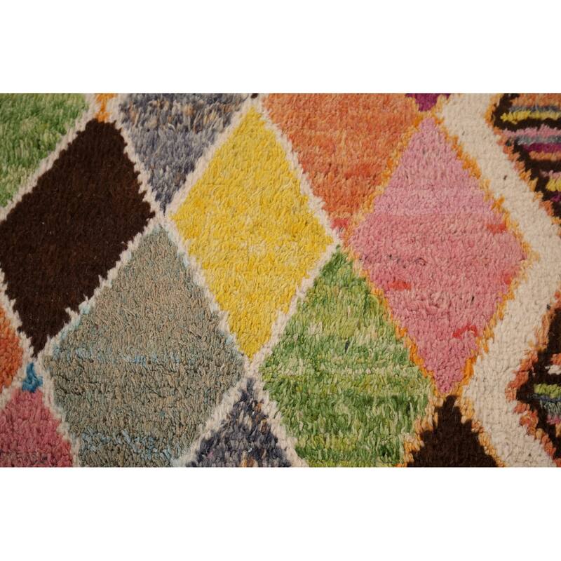 Colorful Trellis Plush Moroccan Area Rug Hand-Knotted Wool Carpet - 8'5" x 13'1"