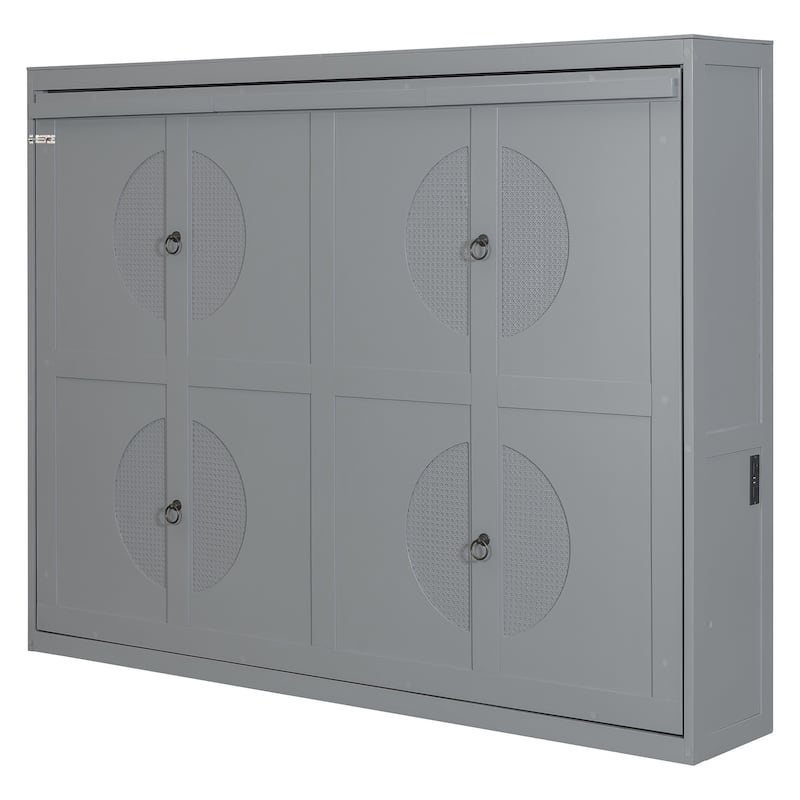 Rattan-Panel Murphy Bed with Power Hub by Harper&Bright Designs
