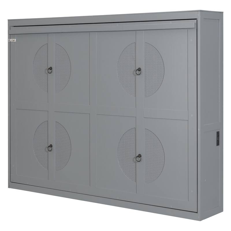 Roomfitters Queen Size Murphy Wall Bed with Flexible Slats and Folding Cabinet Design, Space Saving