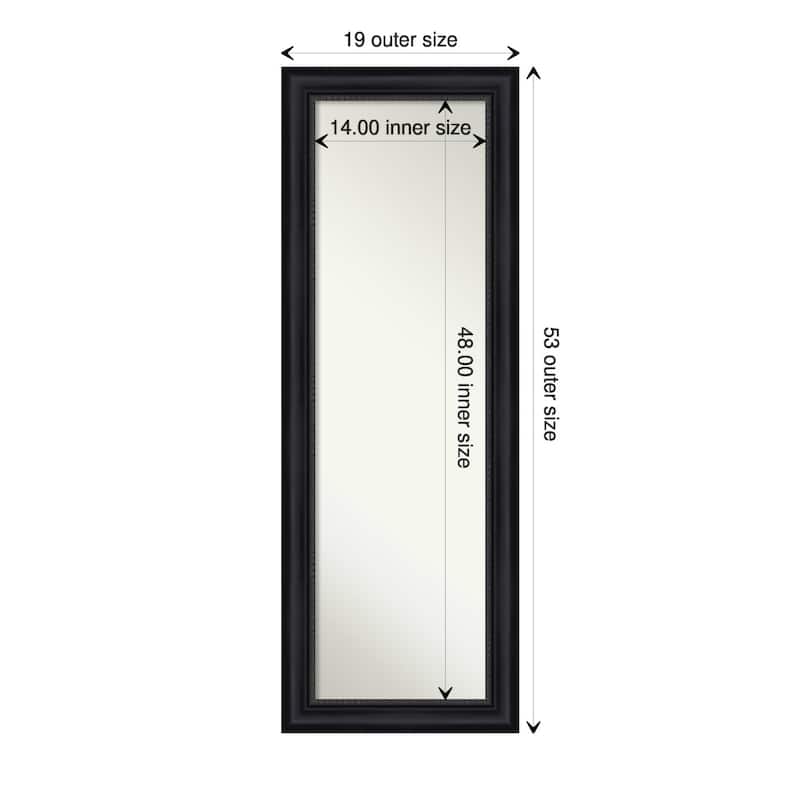 Non-Beveled Full Length On The Door Mirror - Astor Frame - Outer Size: 19 x 53 in - Astor Black