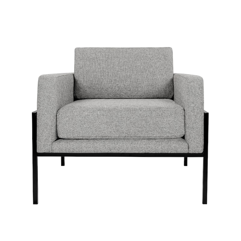Fiam Accent Armchair, Heather Gray Woven Fabric, Black Metal Legs