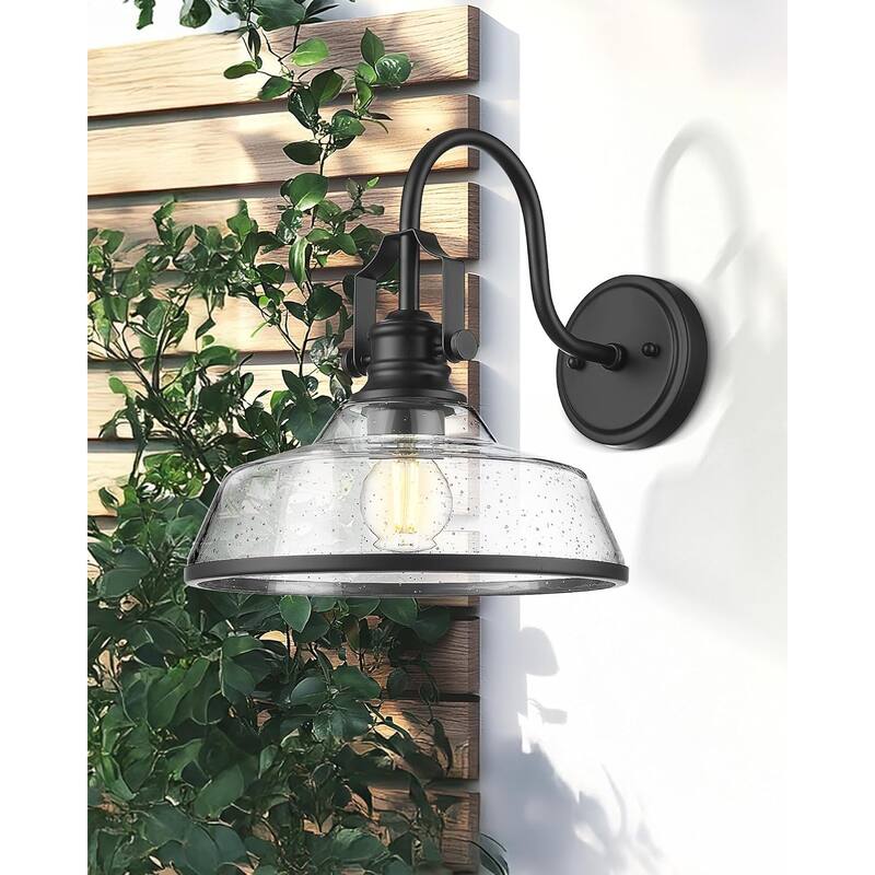 1 pack garage light black porch light glass, metal wall light