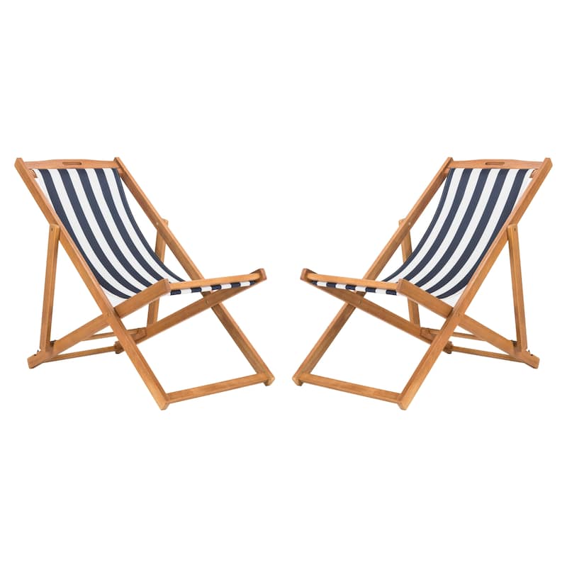 SAFAVIEH Outdoor Natalya Foldable Sling Chair (Set of 2) - 24W x 34D x 41H