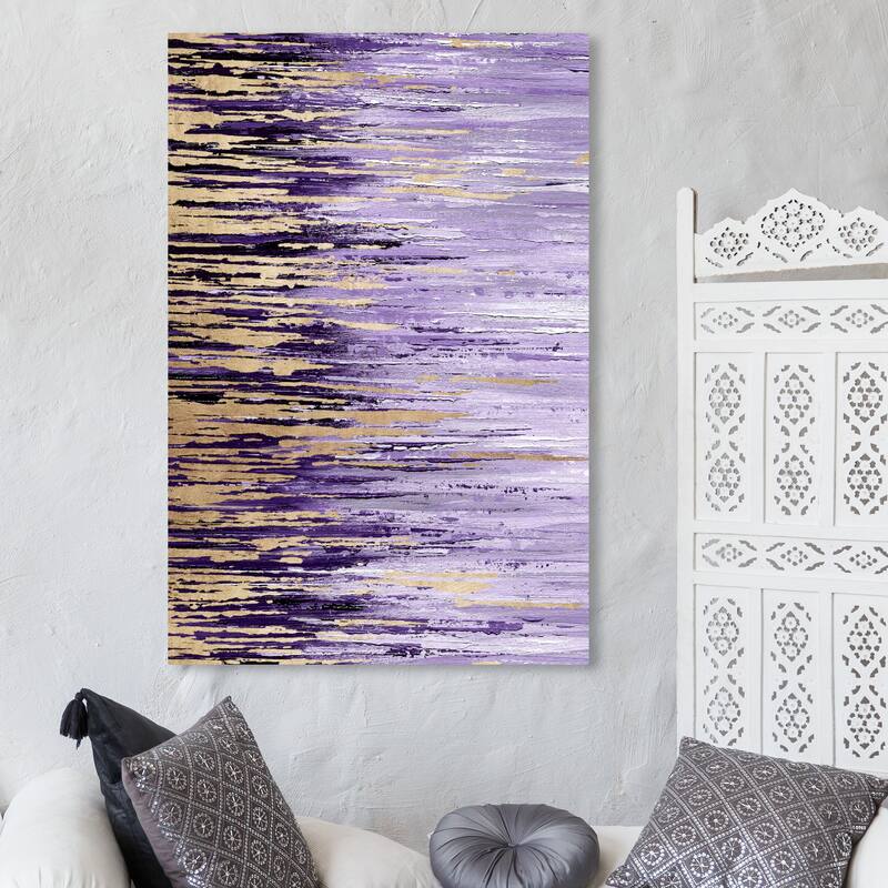 Wynwood Studio Canvas Abstract Lavender Rains Duet II Gold and Metallic Gold Modern & Contemporary Wall Art Canvas Print - 45 x 30
