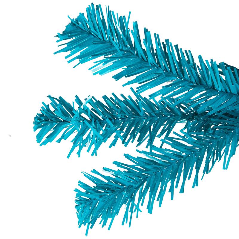 Pre-Lit Medium Artificial Pine Christmas Tree - 7' - Turquoise - Clear Lights - 7 Foot