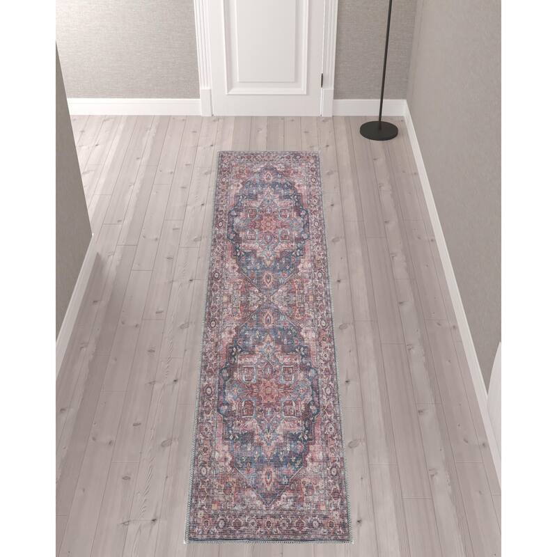 Caki Power Loomed Distressed Floral Area Rug By HomeRoots - 10' Runner