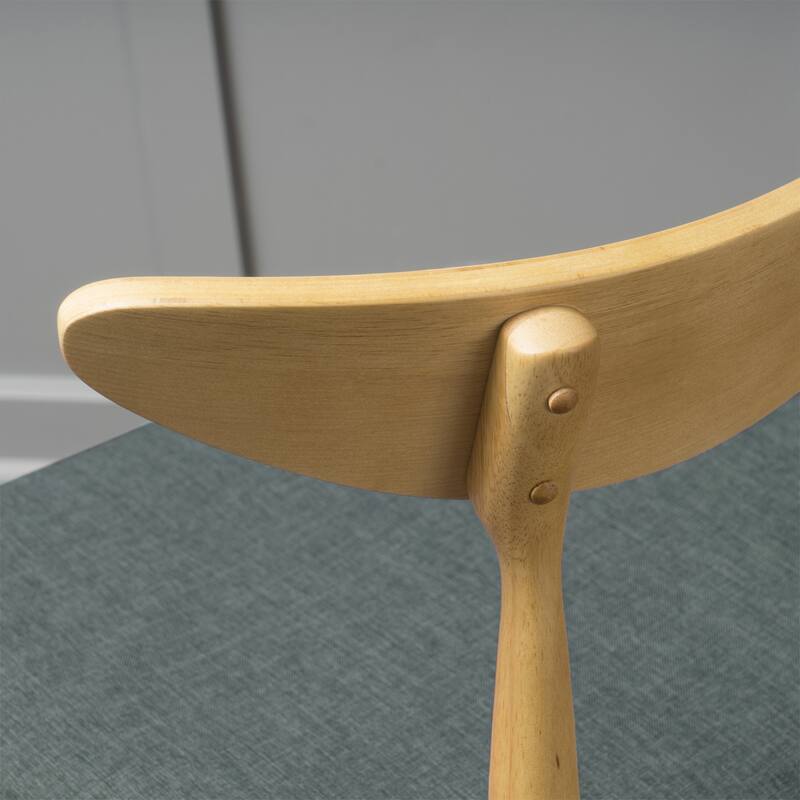 Set of 2 Retro Rubberwood Chairs with Ergonomic Back & Plush Cushions