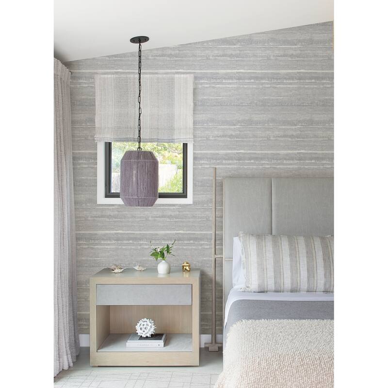 A-Street Prints Rakasa Silver Distressed Stripe Wallpaper