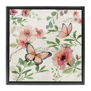 Stupell Country Cottage Florals in Pink Framed Floater Canvas Wall Art ...