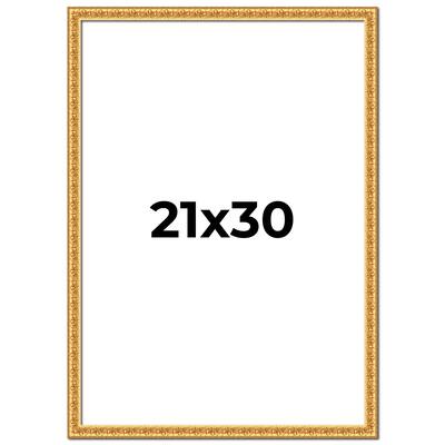 21x30 Frame Gold Real Wood Picture Frame Width 1 inches | Interior