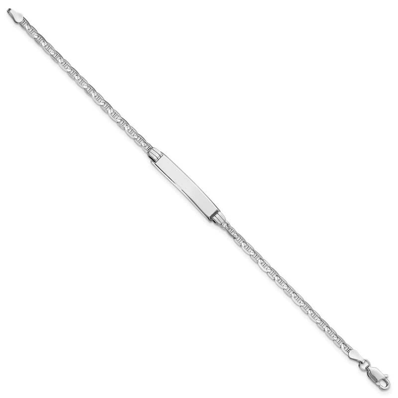 Curata 4.5mm 14k White Gold Engravable Mariner Anchor Link ID Bracelet
