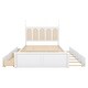 preview thumbnail 4 of 6, Queen Size Rattan Platform Bed with 2 Drawers, Wooden Bed with Twin Trundle, Space-saving Bed with Rattan Headboard, White