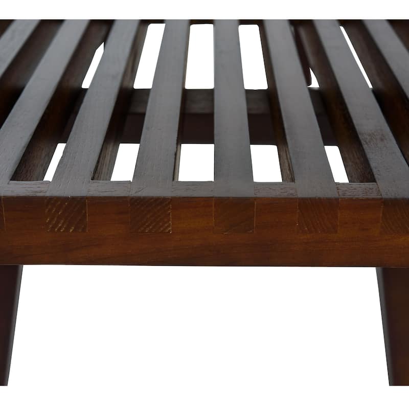 Inwood Solid Wood Entryway Bench with Slatted Seat, Rubberwood Frame, Beech Legs, Indoor Shoe Rack & Storage, Stained Finish