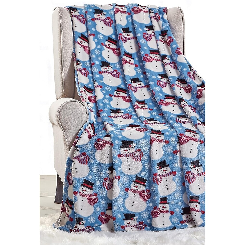 NobleHouse Happy Holidays Microplush Throw Blanket 50 x 60