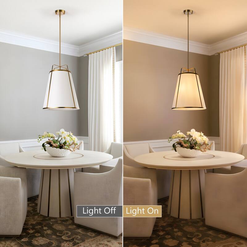 3-Light Modern Fabric Chandelier 16"x 19.7" Farmhouse Pendant Lights - 16inch x 19.7inch