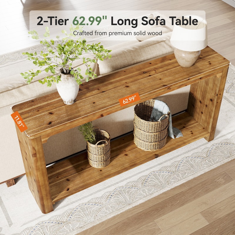Solid Wood Entryway Table with 2-Tier Storage