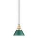preview thumbnail 1 of 0, Golden Lighting 3306-S BCB Orwell 8" Wide Mini Pendant Brushed Champagne Bronze / Pine Green Shades