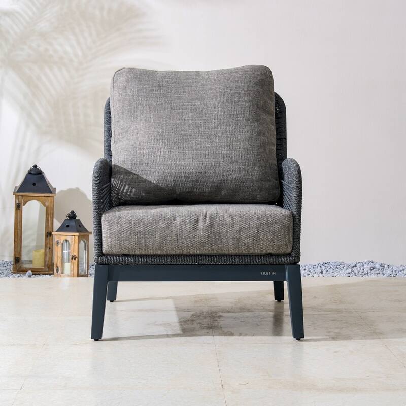 Modern Outdoor Aluminum Sofa with Removable Rope Olefin Cushions Design - Single sofa-2piece